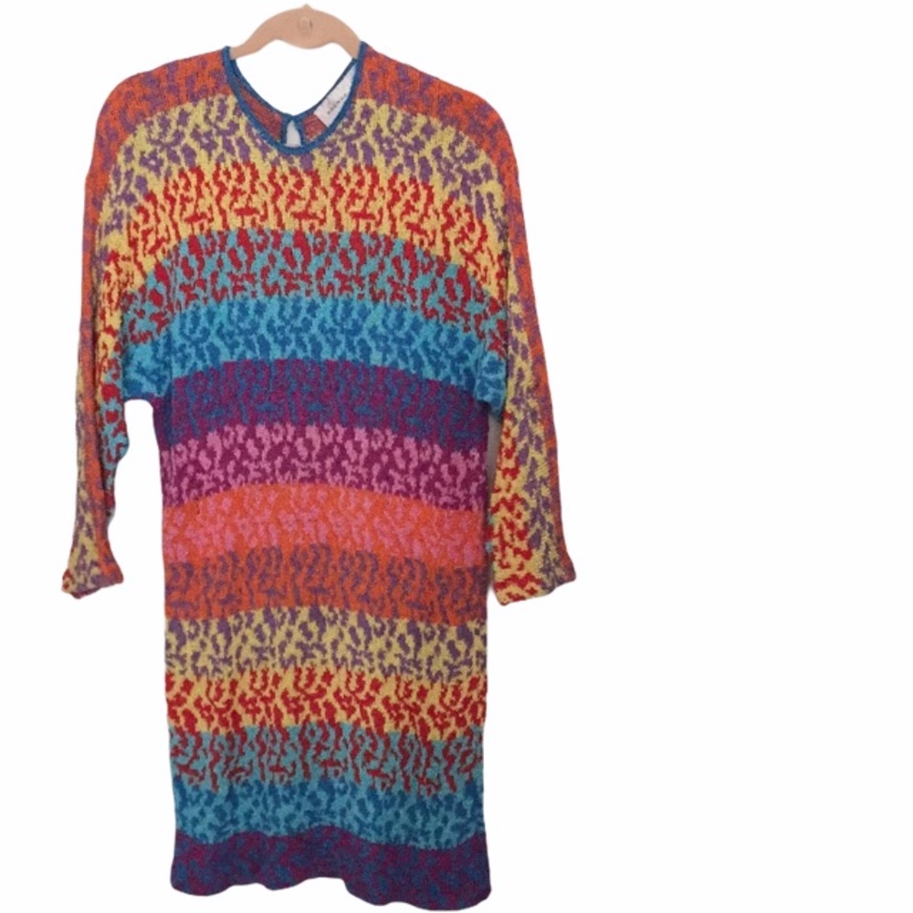 Vintage Brenda French Women’s Hand Loomed Muticolor Knit Sweater made in USA